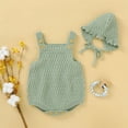 thumbnail image 4 of Musuos 2 Pcs Baby's Sleeveless Knitted Vest Romper, Solid Color Lace-up Hat, 4 of 4