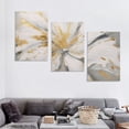 thumbnail image 4 of ONETECH Flower Picture Decor Canvas Wall Art Gary Floral Painting with Gold Leaf for Bedroom Bathroom Decoration 12''x16''X3 Panels, 4 of 4