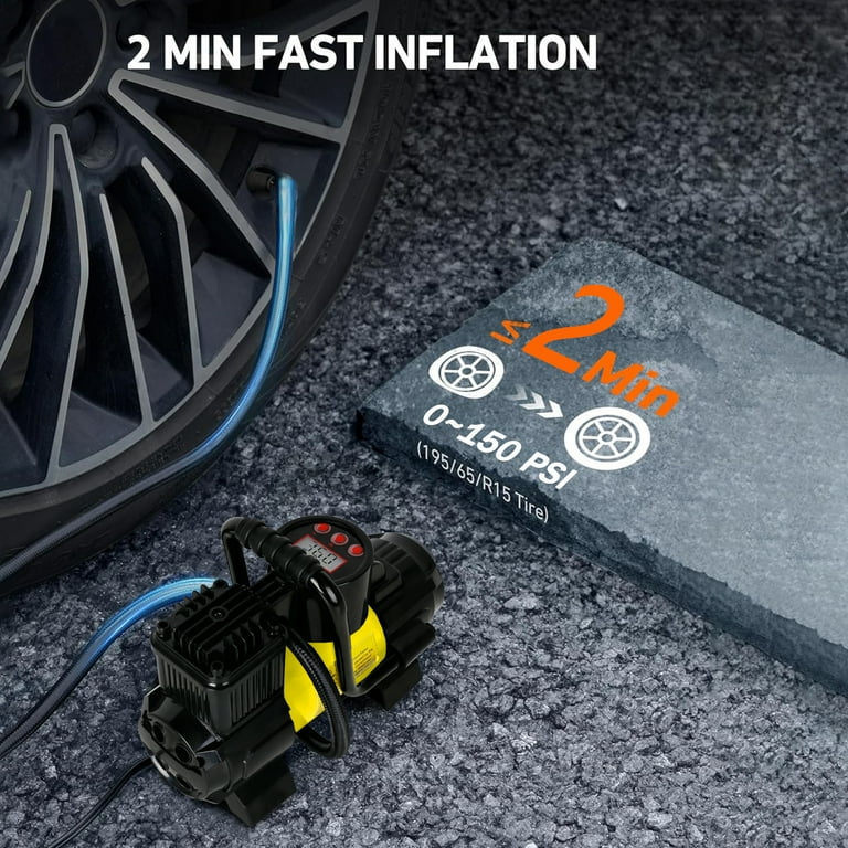 5 Heavy Duty Portable 12V 1 Car Tire Inflator Pump Air Compressor 140W 150 PSI, Gold 5 Heavy Duty Portable 12V 1 Car Tire Inflator Pump Air Compressor 140W 150 PSI, Gold