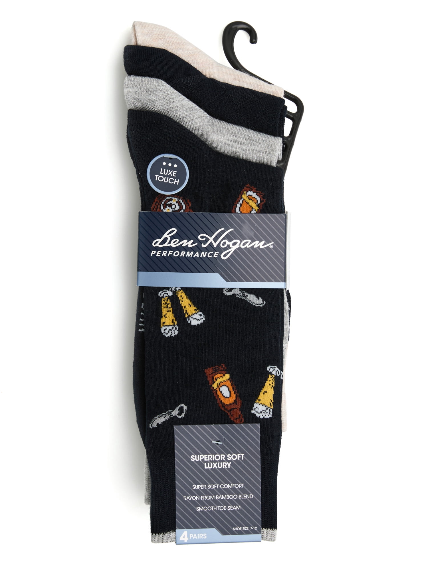 Ben Hogan Men's Drinks Novelty Socks, 4-Pack, Sizes 7-12