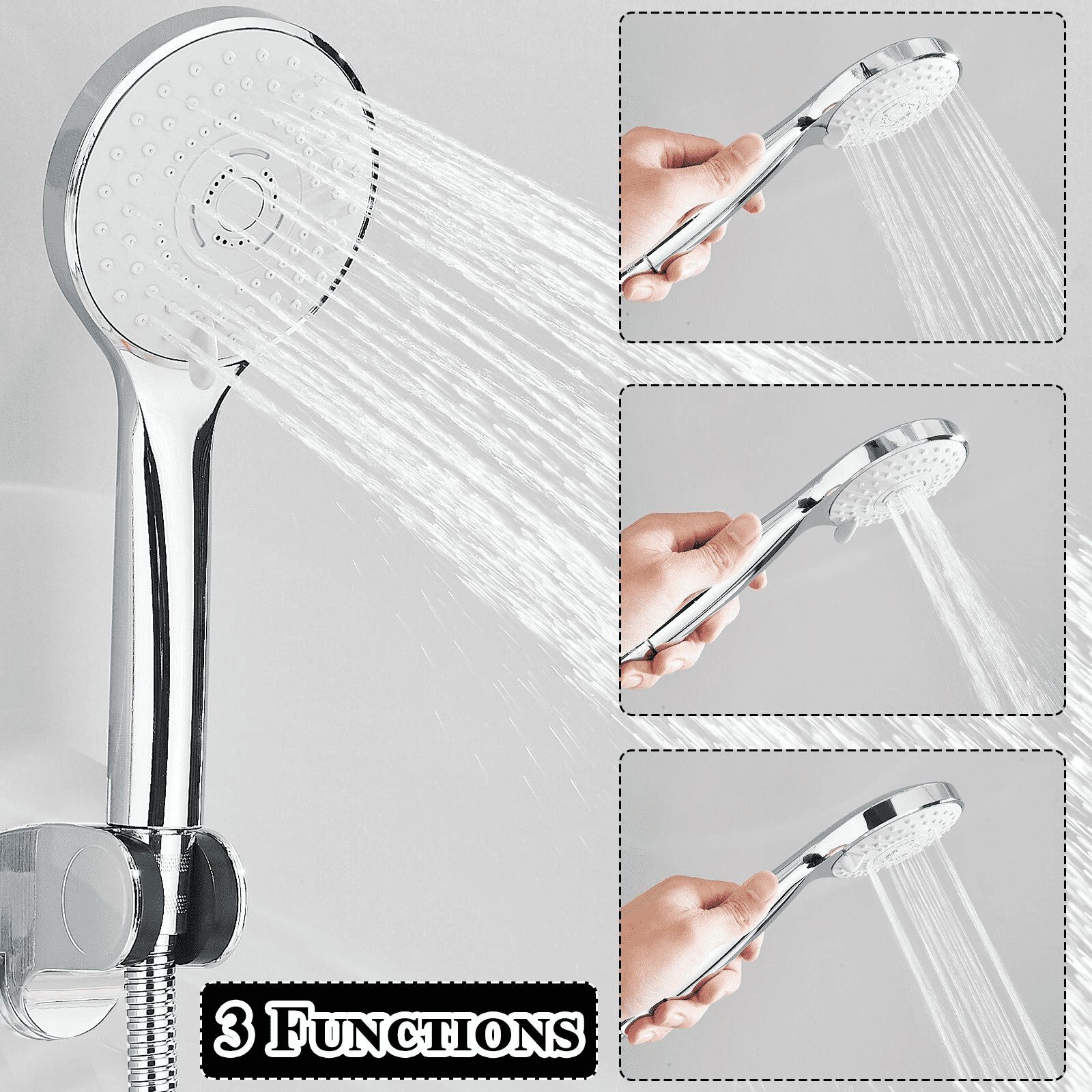 Zovajonia 10 inch Rainfall Shower Head Combo Stainless Steel Rain Shower Head with 3 Modes Handheld Water Spray,High Pressure Showerhead with Arm