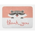 thumbnail image 1 of Thank You Bath Mat, Cheerful Cartoon Raccoon Animal Typographic Theme, Plush Bathroom Decor Mat with Non Slip Backing, 29.5" X 17.5", Peach Dark Peach, by Ambesonne, 1 of 2