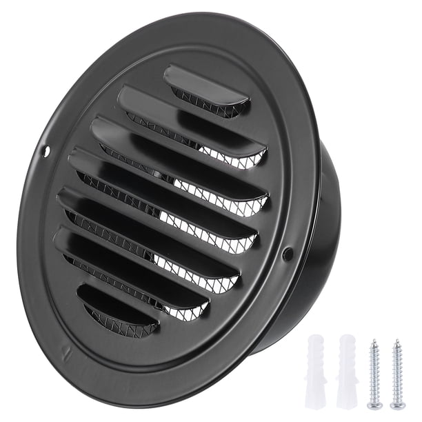 Cubierta de Ventilación Redonda Uxcell de 4", Rejilla de Acero Inoxidable con Persiana para Ductos de Ventilación, Negra