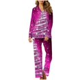 thumbnail image 3 of Feancey Women's Two Piece Pajama Set 2024 Fashion Christmas Tree Print Sleepwear Sets Casual Loose Button Down Pjs with Lounge Pants Deal of The Day Multicolor XXL, 3 of 7