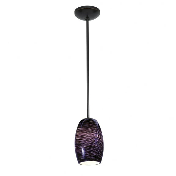 28078-1R-ORB/PLS Access Lighting Chianti-One Light Glass Pendant with Rod-4.75 Inches Wide by 7.25 Inches Tall-Oil Rubbed Bronze Finish-Purple Swirl