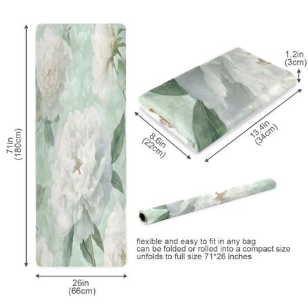 BZSMCE Yoga Mat Women Fitness Mat Peonies with Gentle Foliage Pattern
