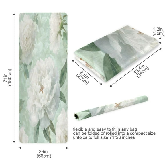 BZSMCE Yoga Mat Women Fitness Mat Peonies with Gentle Foliage Pattern