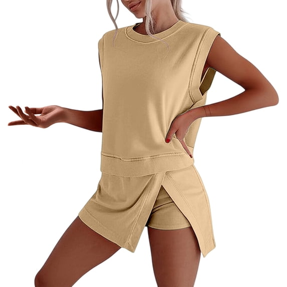 Short Sets for Women Sleeveless Crewneck Tank Top and Skirted Shorts Skorts 2 Piece Matching Set Womens Lounge Set