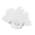 thumbnail image 1 of Máscara de plumas artificiales de media cara, accesorio de moda para fiesta de disfraces de cosplay Plata, 1 of 8