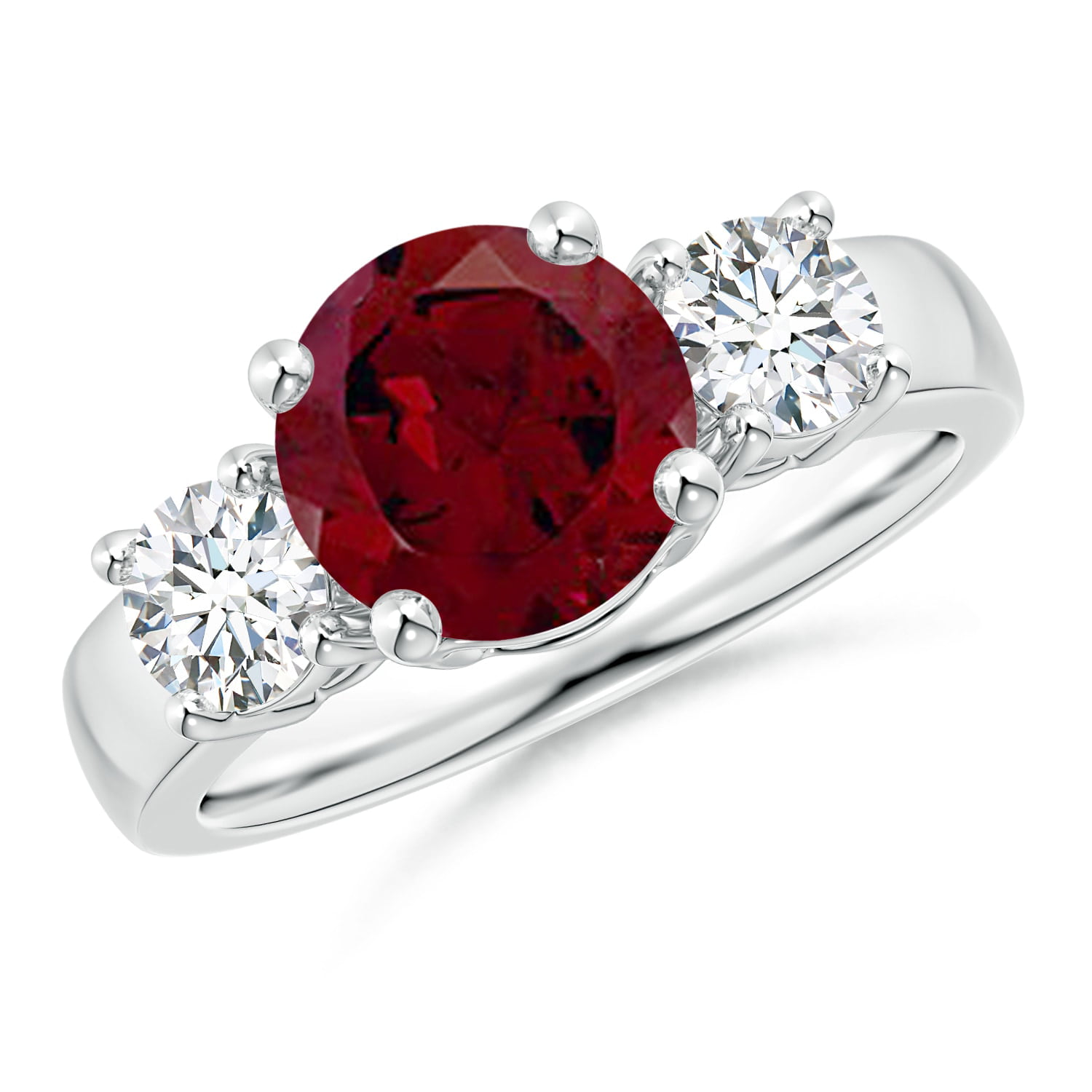 Angara - Valentine Jewelry Gift - Classic Garnet and Diamond Three ...