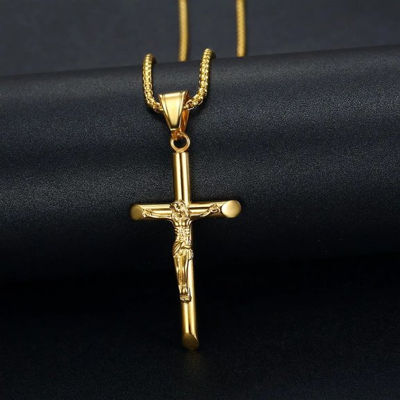European and American Cross-Border Best-Selling 14K Yellow Gold Cross Pendant Necklace
