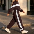 thumbnail image 4 of Smupbvky Tracksuits for Women Set 2 Piece Collared Color Block Zip Jacket Long Sleeve Jogger Pants Casual Fall Outfits (L, Coffee), 4 of 7