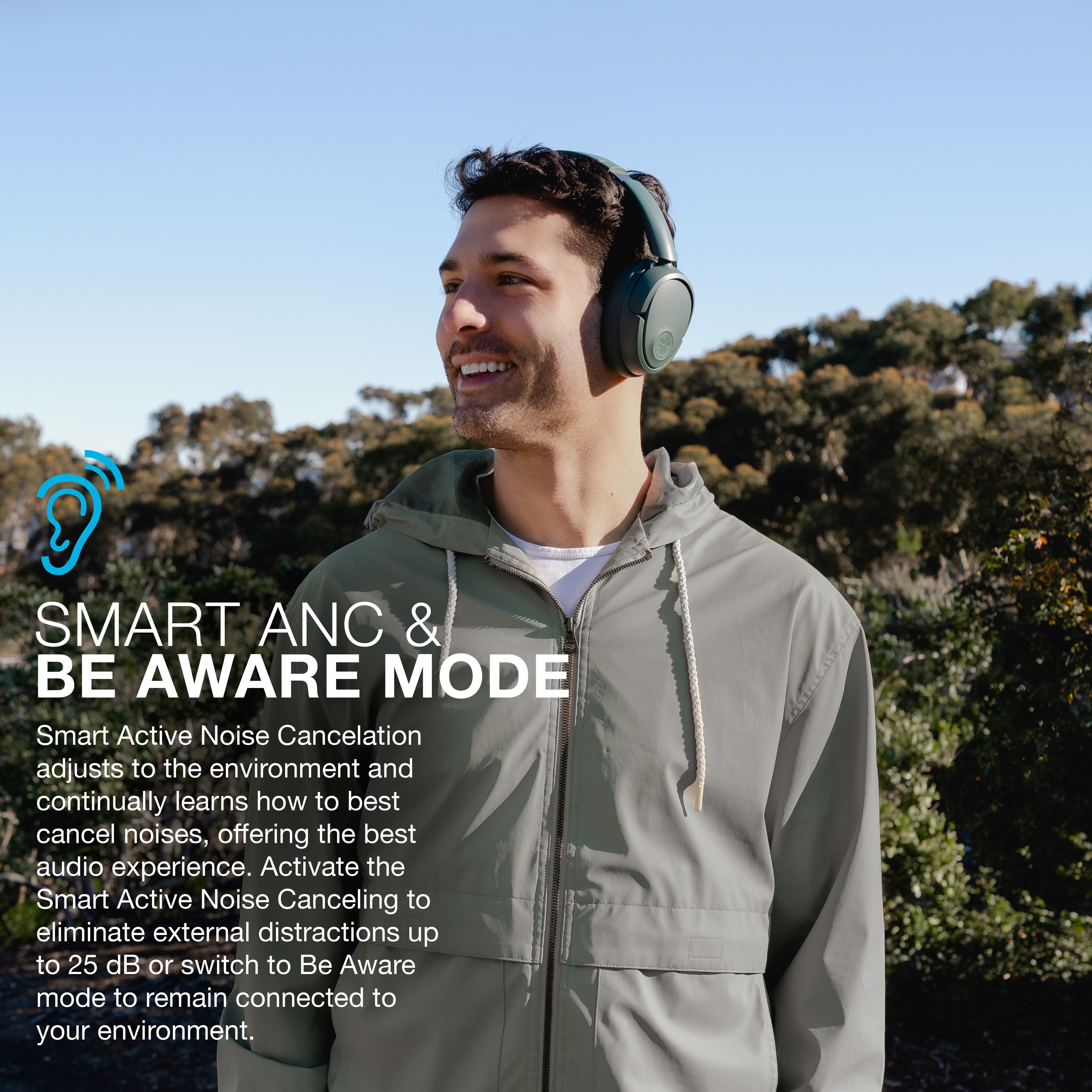 JLab JBuds Lux ANC Over-Ear Wireless Headphones, 70-Hour Battery, Sage