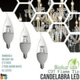 thumbnail image 2 of 6 Pack Bioluz LED "Flame Tip" Dimmable Candelabra LED E12 Candelabra Base Candle Bulbs 2700K (Warm White) 40 Watt using only 5 Watts, Chandelier, Indoor/Outdoor (BE12-5WW-6), 2 of 5
