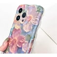 thumbnail image 4 of Compatible with iPhone 15 Pro Max Case Cute Colorful Retro Oil Painting Printed Flower Designed for Women Girls, Water Ripple Curly Wave Frame TPU Bumper Phone Cover 6.7" Floral, 4 of 11