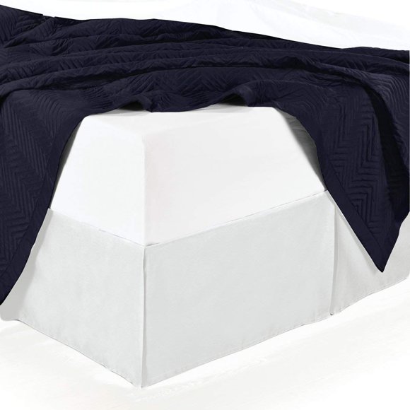 sheetsnthings Microfiber Bed Skirts (14 inch Drop) -Full Size, Solid White- Pleated Tailored Bedskirts with Split Corners