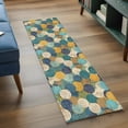 thumbnail image 3 of 2'x6' Rug Runners for Hallways Kitchen, Teal Yellow Circle Non Slip Entryway Beside Floor Carpet Runner, Geometric Abstract Art Washable Laundry Room Bedroom Throw Rugs Mat for Family Pet, 3 of 8