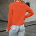 thumbnail image 5 of Gyexs Womens Ruffle Cardigan Sweaters Button Up Crew Neck Long Sleeve Cropped Sweater Cute Soft Knit Tops (Orange, Size L), 5 of 9
