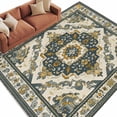 thumbnail image 2 of 5'x8' Area Rugs, Green Boho Indoor Outdoor Area Rug for Living Room Bedroom, Southwestern Geometric Vintage Ethnic Washable Bathroom Rugs Kitchen Floor Carpet Mats Home Decor Aesthetic, 2 of 8