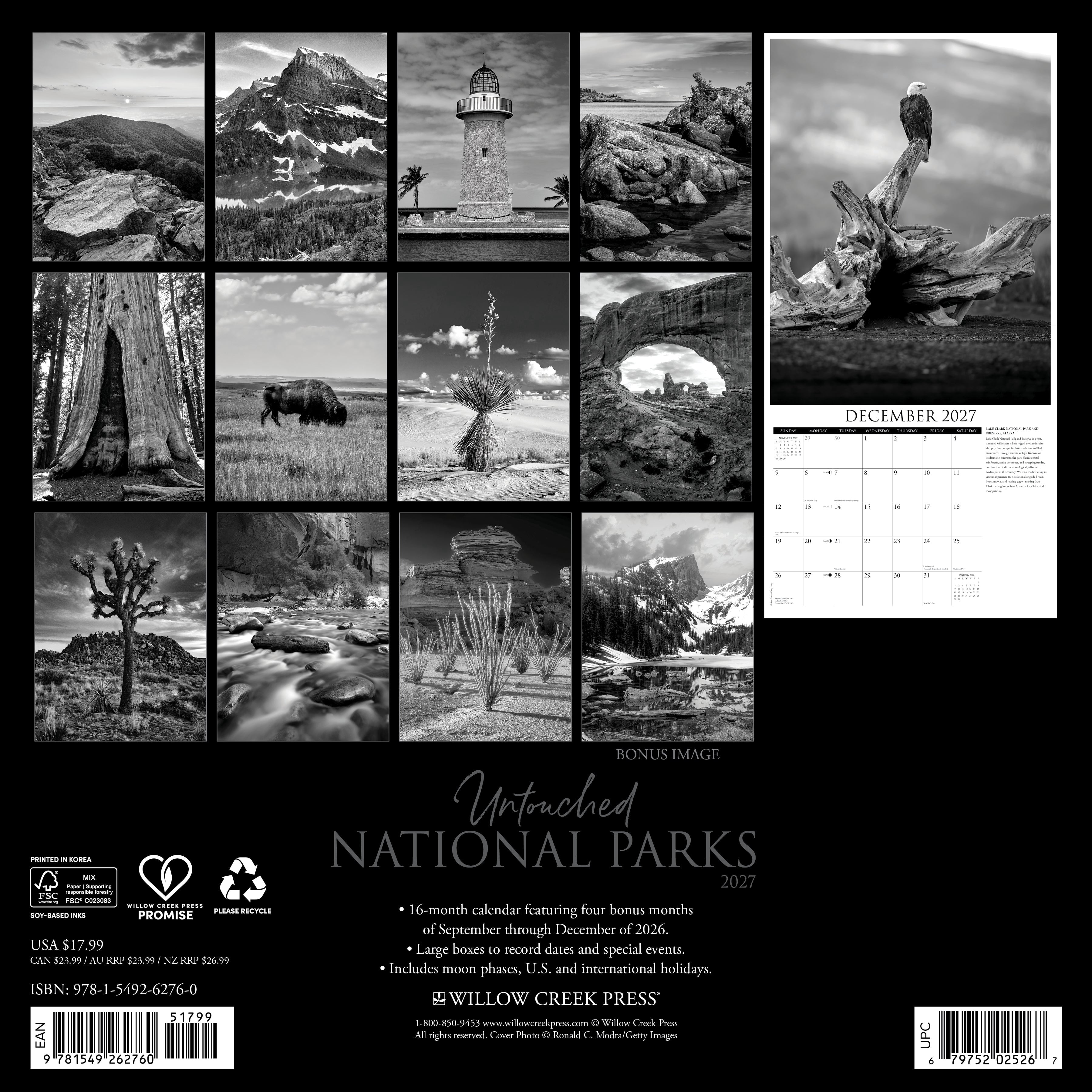 Willow Creek Press, Untouched National Parks 2027 Wall Calendar