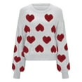 thumbnail image 2 of Valentines Sweater for Women Delicate Heart Print Crewneck Knit Sweater Ultra Soft Long Sleeve Pullover Smooth Feel Jumper Top Grey XXL, 2 of 6