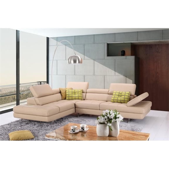 JandM Furniture  Italian Leather Sectional - Left hand Facing - Peanut