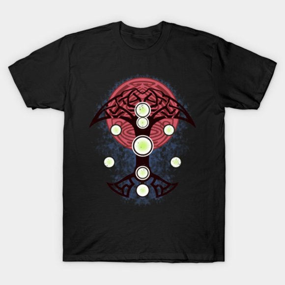 Mystic Tree of Life Celtic Knotwork Green Orb T-Shirt Unisex T-shirt,up to size 3XL.