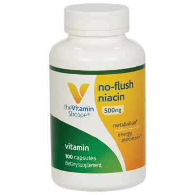 - The Vitamin Shoppe No Flush Niacin 500MG, Supports Cholesterol Levels Already Within The Normal Range, Supports Metabolism Energy Production, Once Daily (100 Capsules)