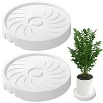 2 Pcs Rolling Plant Vase Stand with Wheels,Heavy Duty Moving Caddy,Indoor Outdoor Round Pot Dolly,8.7 in/22 cm Inner Diameter White Base with Drain Tray