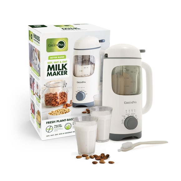 GreenPan Nut Milk Maker, 15-in-1 Homemade Soy, Almond, Oat, Coconut, Non-Dairy, Rice, Soup, Baby Food, BPA-Free, Smooth Creamy Te