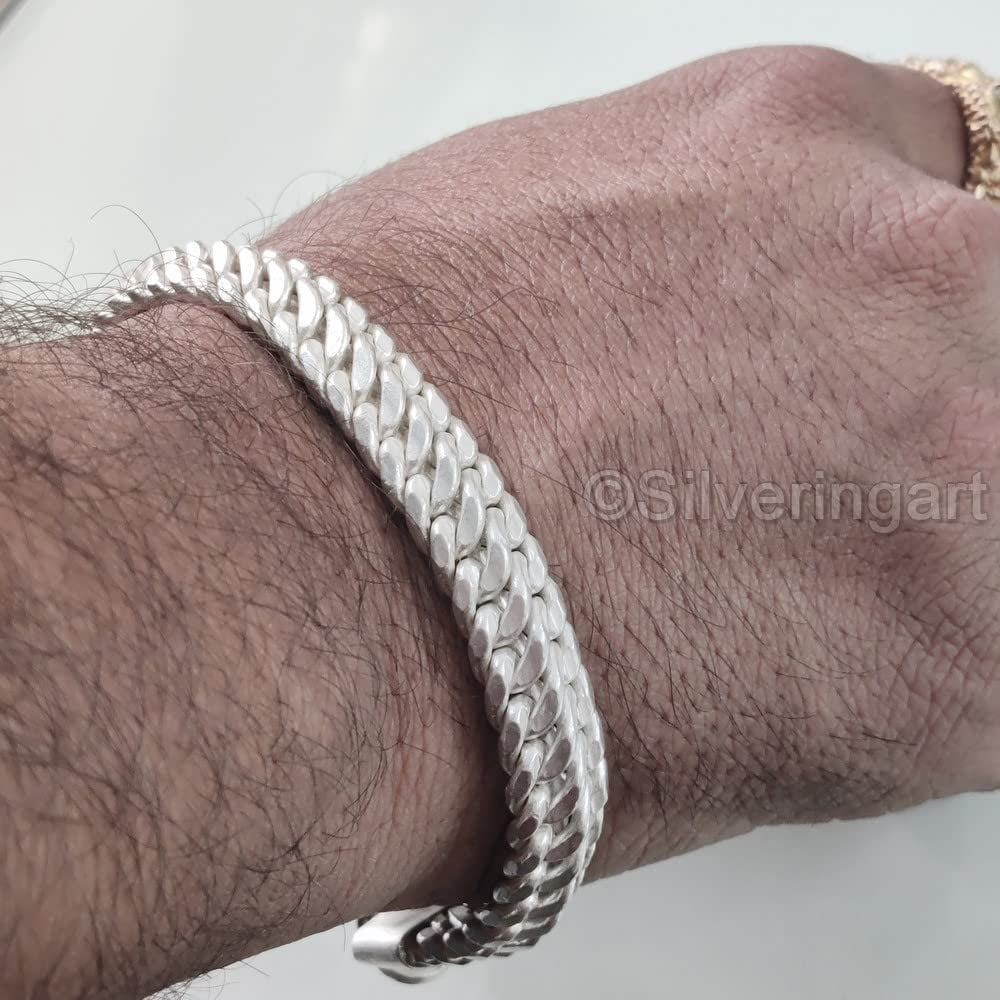 LUCKY CHOICE 92.5 BIS Hallmark Sterling Pure Silver Bracelet for Men &  Boys, Length : 8.5 Inches, CM : 21.59, WT : 30.0 GM : Amazon.in: Jewellery