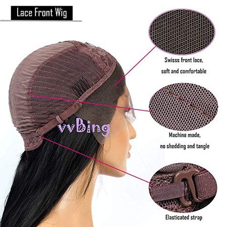 Vvbing Short Bob Lace Front Wig Synthetic 2 Tones Auburn Ombre