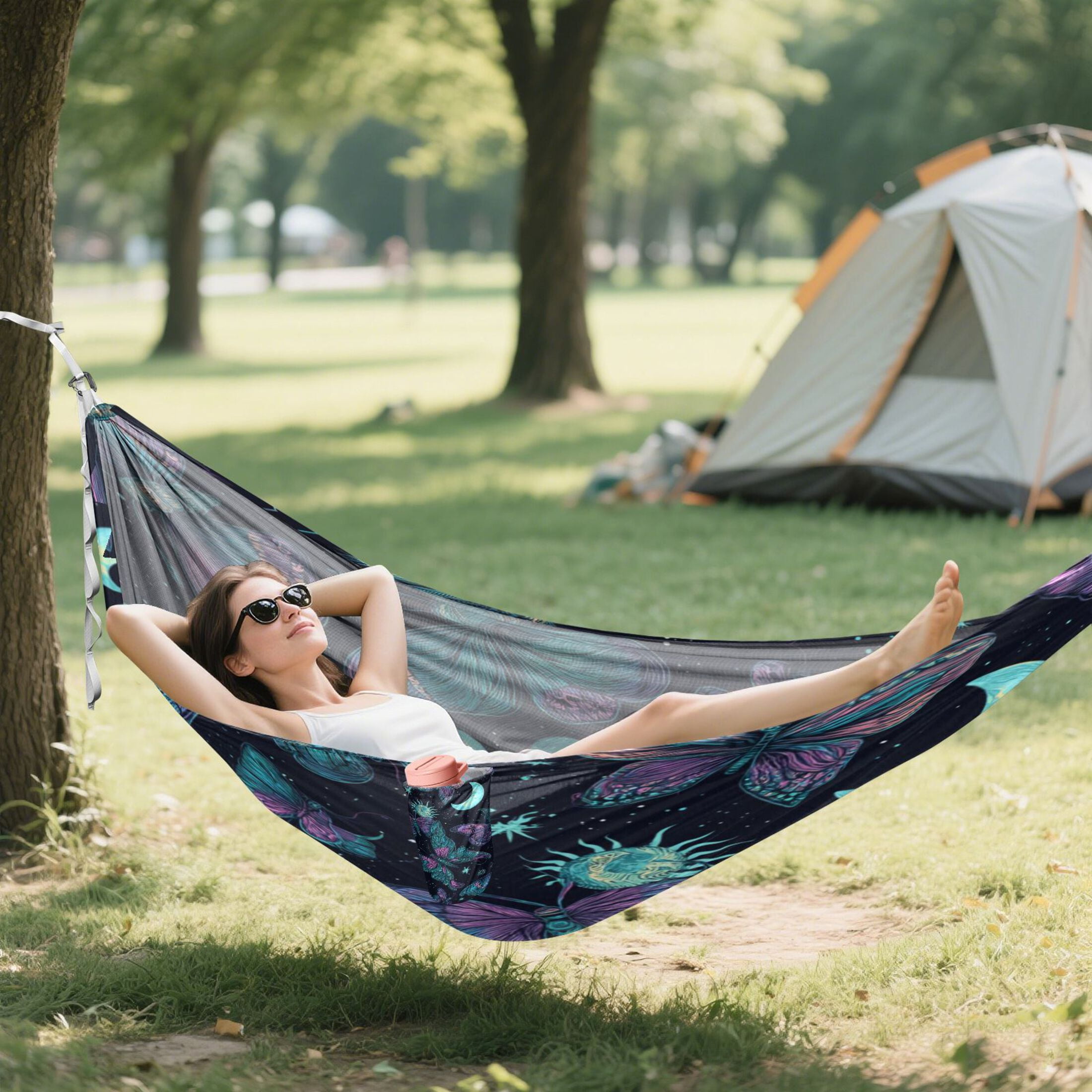 Hammock Camping Hammock Nylon Portable Hammock Travel Camping Hammock Green Butterfly