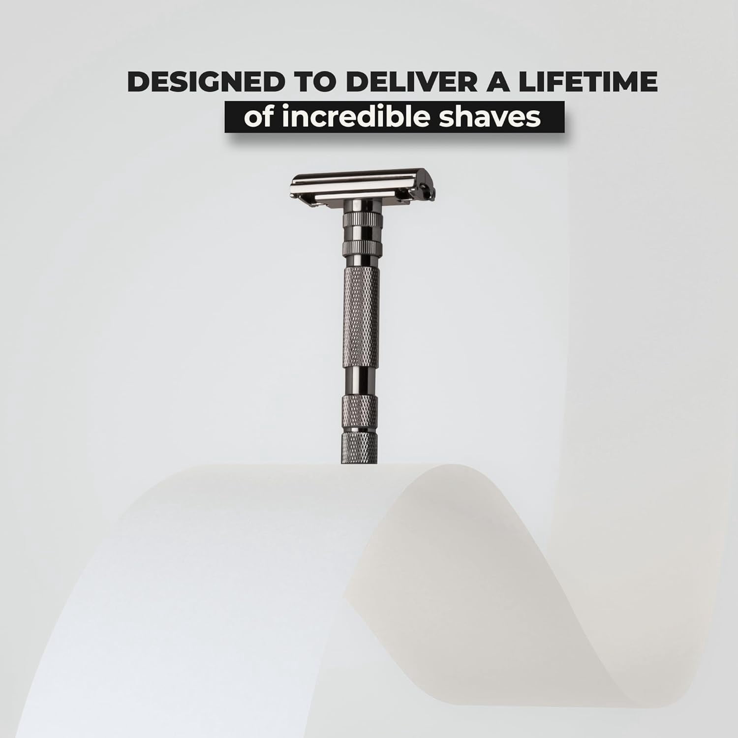 Rockwell Razors T2 Adjustable Safety Razor for Men with 5 Razor Blades, Gunmetal Chrome