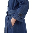 thumbnail image 5 of INSPIRE CHIC Womens Denim Trench Coats Double Breasted Long Sleeves A Line Lapel Belted Pockets Back Slit Fall Winter Long Jean Jackets Small Blue, 5 of 6