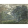 thumbnail image 2 of Jacob van Liender 14x11 Gold Ornate Wood Frame and Double Matted Museum Art Print Titled - Shepherds with Herd in Bosrijk Landschap (1706 - 1759), 2 of 4