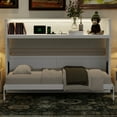 thumbnail image 3 of Newest Twin XL Size Murphy Bed with Desk,LED Light , USB Charging Station,White, 3 of 9