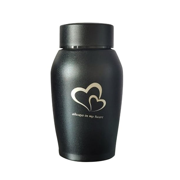 Urnas para mascotas Urna conmemorativa de cremación de acero inoxidable Ataúd cinerario portátil Cenizas para mascotas Negro