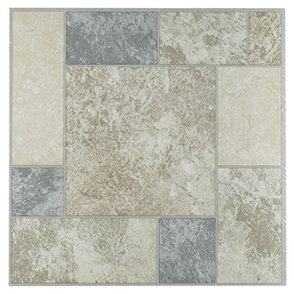 Roman Palace Collection 20 Pack of 12" x 12" Self Adhesive High Gloss (No Wax) Finish 1.2mm Thick Vinyl Tiles - Marble