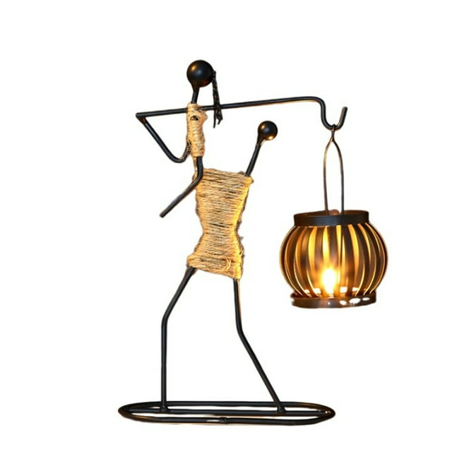 Inspired Tea Light Candle Holder with Metal Art Girl Figure