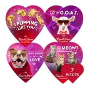 RUSSELL STOVER Valentine's Day Pet Meme Heart Assorted Milk & Dark Chocolate Gift Box, 4.03 oz. (7 pieces)