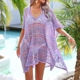 thumbnail image 3 of Idoravan Beach Vacation Clothes for Women 2025 Women's Fashion Round Neck Long Sleeve Loose Hollowed Out Beach Swimsuit Blouse, 3 of 7