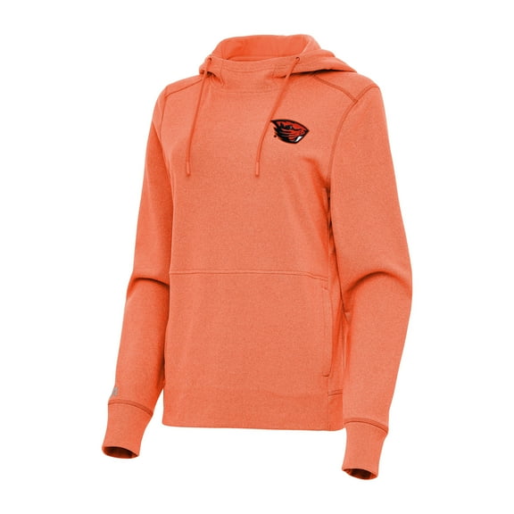Women's Antigua Heather Orange Oregon State Beavers Justice Pullover Hoodie
