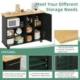 thumbnail image 3 of 47”W Kitchen Storage Island Cart with 6 Open Shelves and 1 Cabinet, Portable Trolley Cart with Wood Work Top and Handle/Towel Rack, Black, 3 of 7