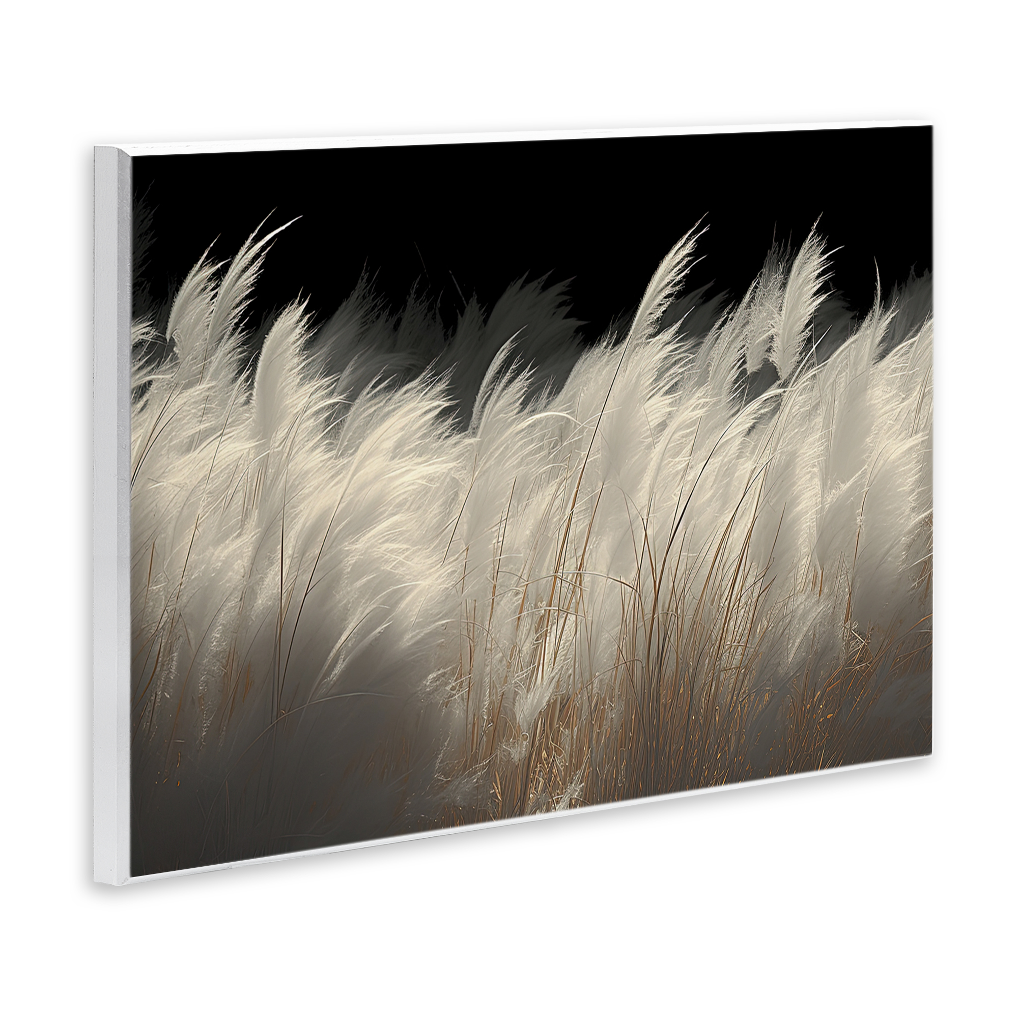 White Feathers Windblown Grasses Wall Plaque Art, design by Decent Exposures