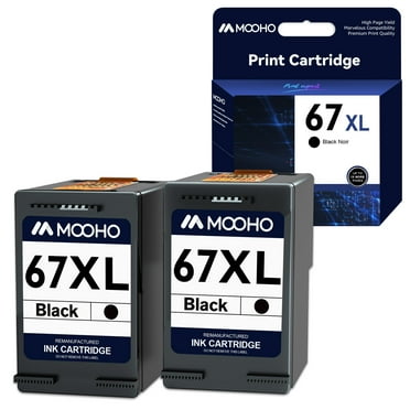 Mooho Printer Ink 67XL Replacement for HP 67 Black Ink Cartridge for Envy 6052 6058 6075 Deskjet 2732 2755 DeskJet Plus 4152 4155 4158 Printer, 2 Pack