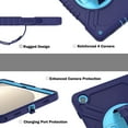 thumbnail image 4 of Hard Back Cover Case for Samsung Galaxy Tab A9+ Tablet (2023) Model SM-X210/X215/X216 - Kids Friendly Shockproof Sturdy Portable Rugged Case with Rotating View Kickstand & Shoulder/Hand Strap,Darkblue, 4 of 12