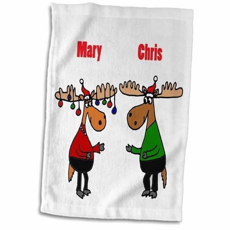 

3dRose Funny Merry Christmoose with Mary and Chris Moose - Towel 15 by 22-inch
