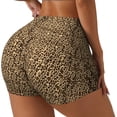 thumbnail image 2 of Xecao Leopard Print Brown Print Workout Shorts for Women Soft Smooth Gym Yoga Scrunch Active Tennis Workout Running Shorts, 2 of 9