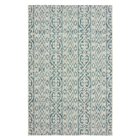 LR Home Victoria 5' x 8' Blue/Gray Trellis Indoor/Outdoor Area Rug